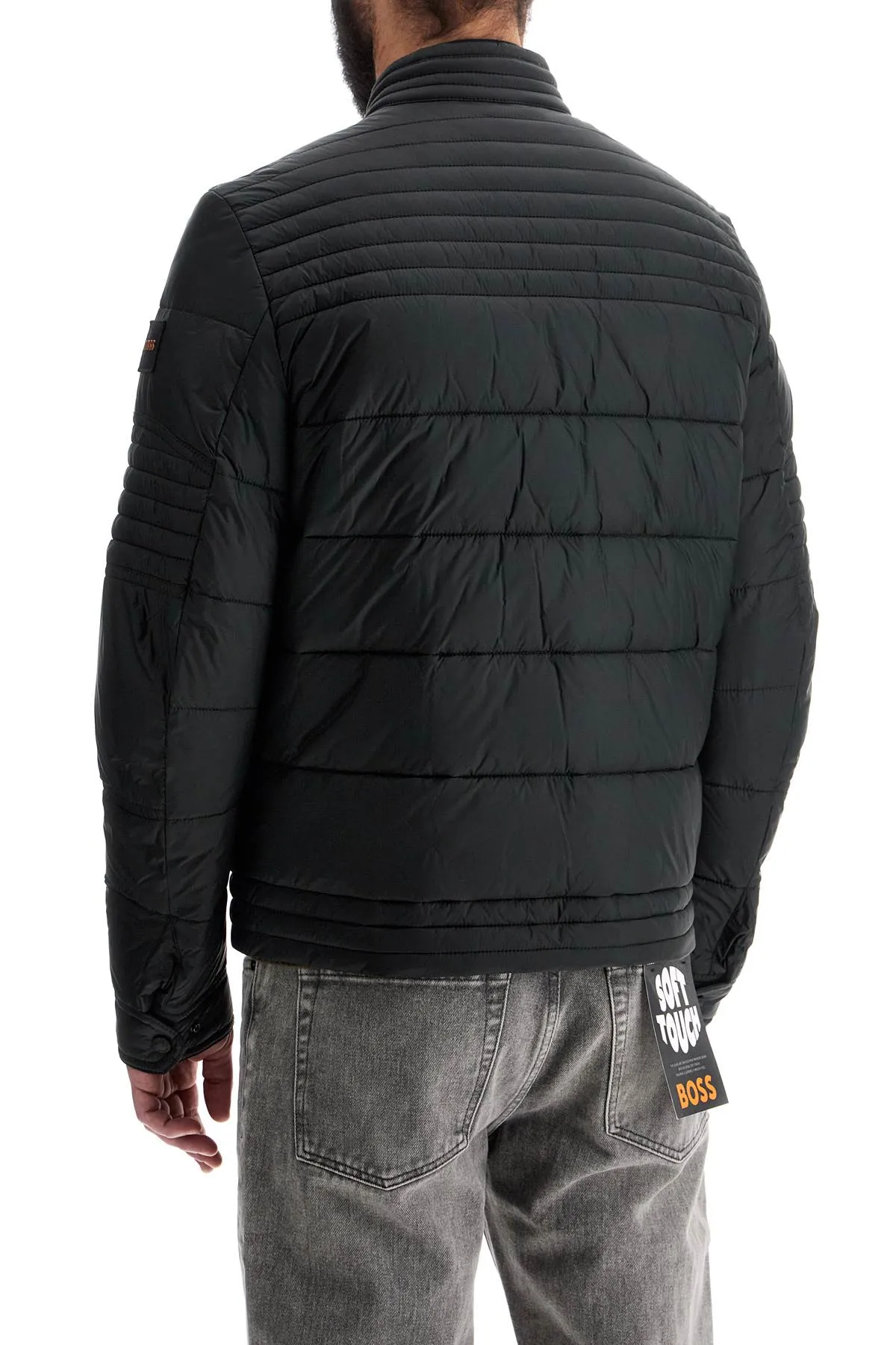 BLACK HIGH COLLAR DOWN JACKET REGULAR FIT