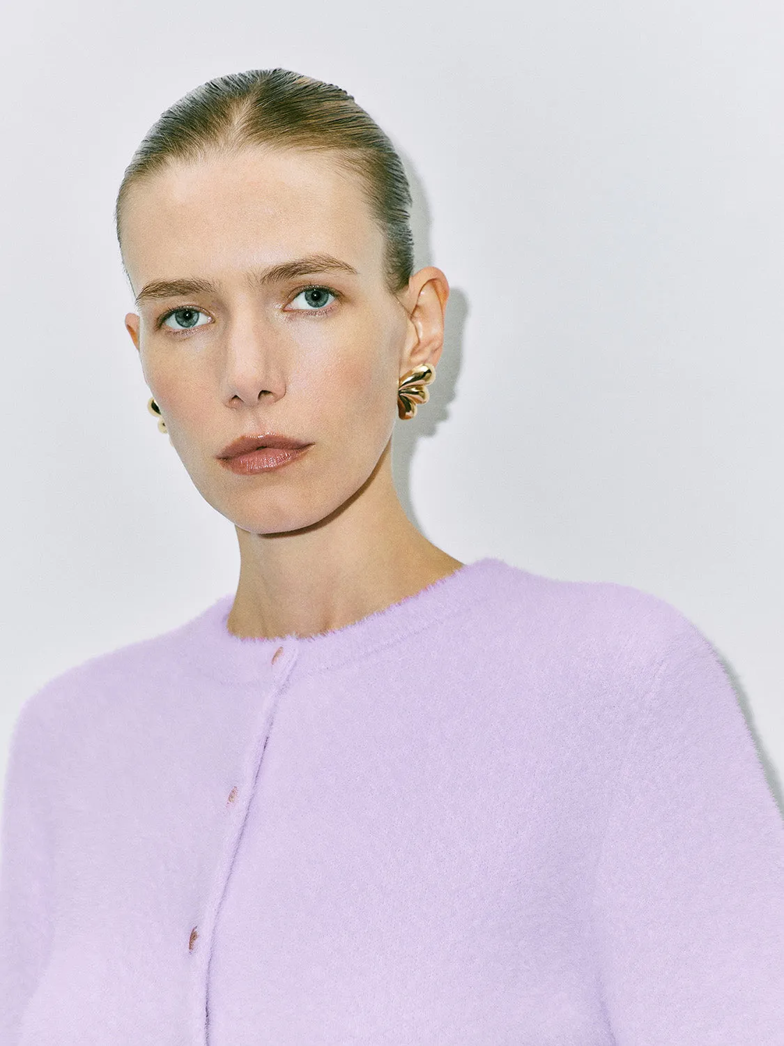 Button Up Cropped Knitted Cardigans