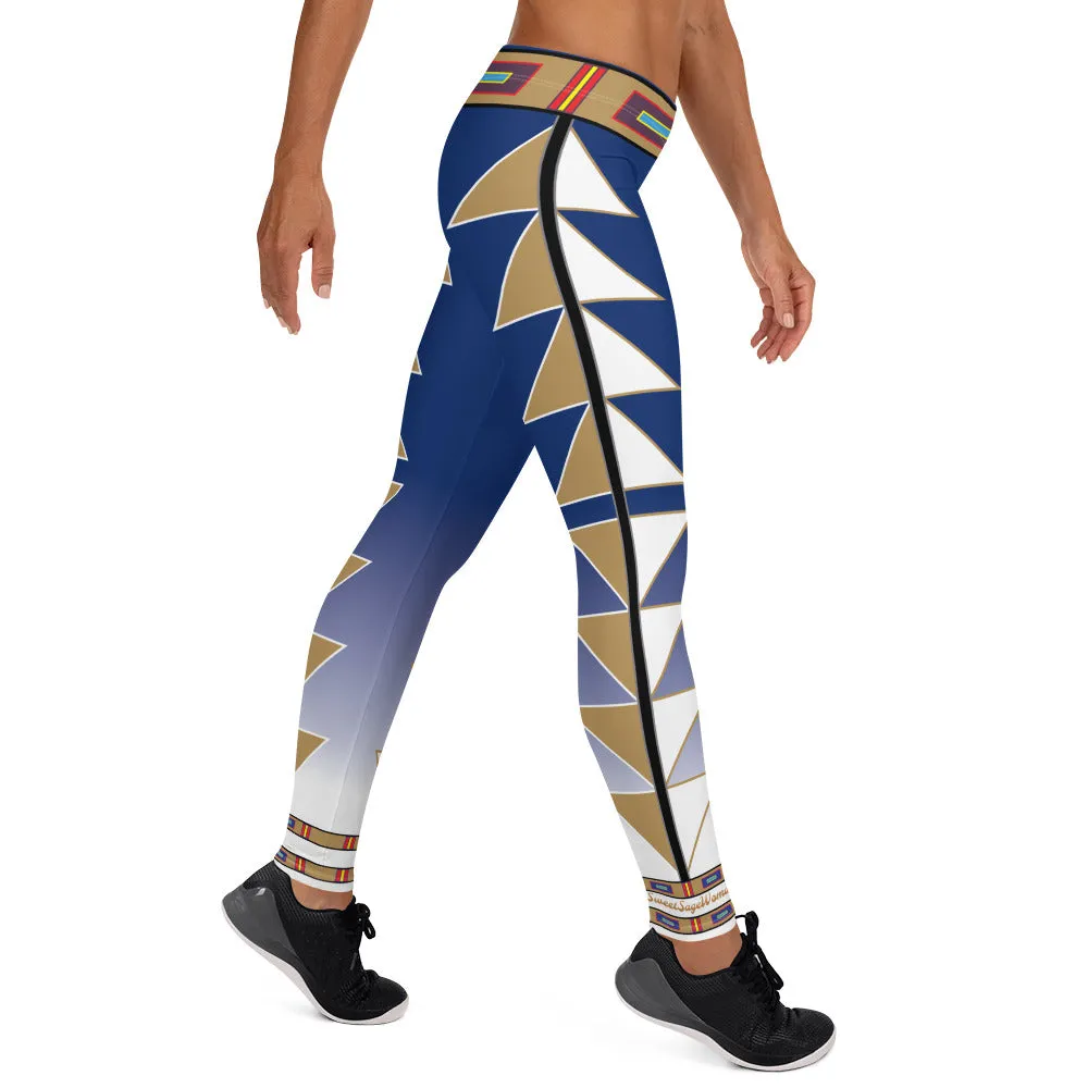 Centered Blue and Gold Fade Leggings