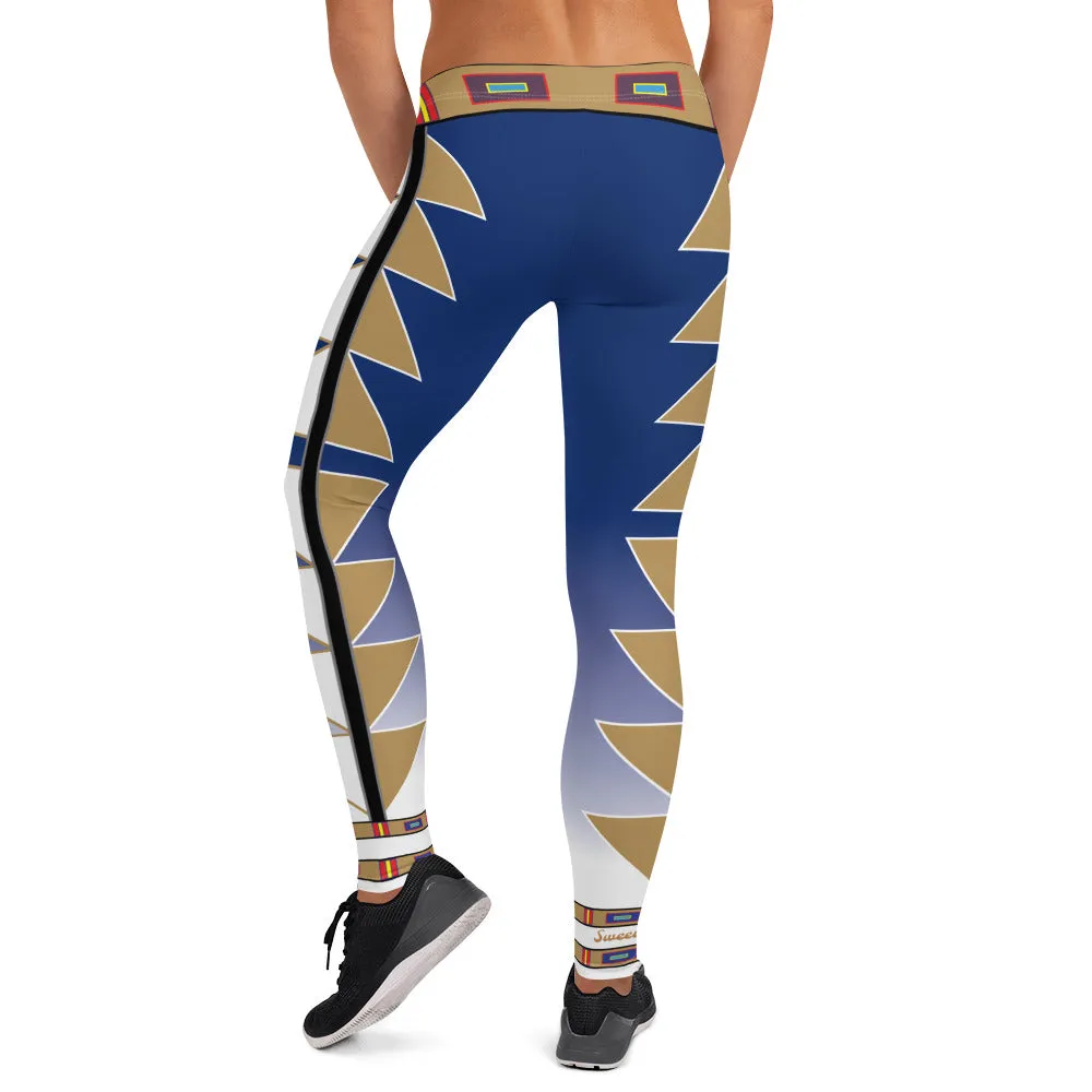 Centered Blue and Gold Fade Leggings