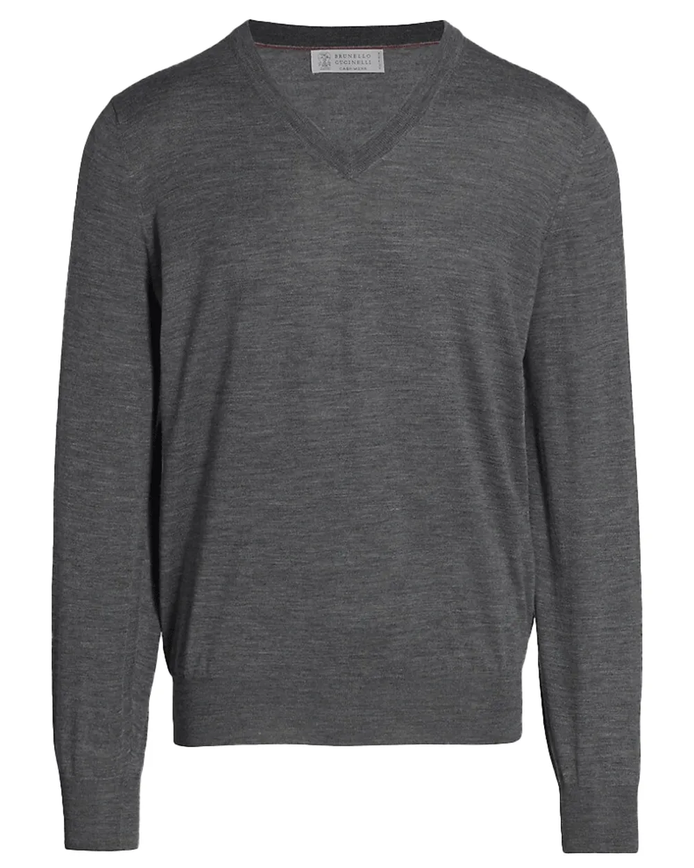 Charcoal Wool and Cashmere V-Neck Sweater