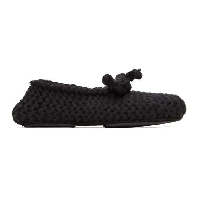 Dolce and Gabbana Black Merino Crochet Slippers