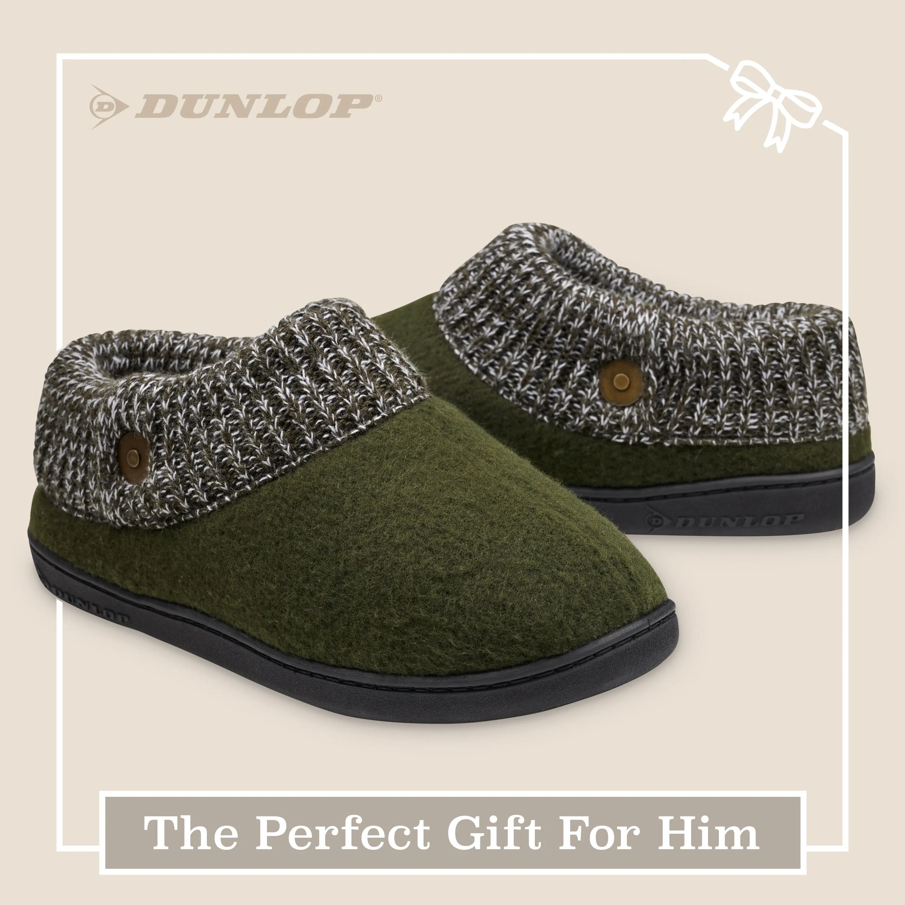 Dunlop Mens Slippers, Memory Foam Slippers, Indoor Outdoor House Shoes Non Slip