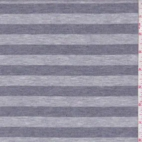 Heather Slate/Stone Stripe Rayon Jersey Knit Fabric