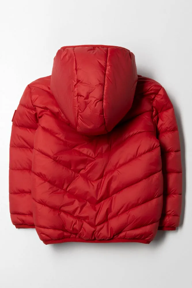 Hooded Puffer Jacket Red