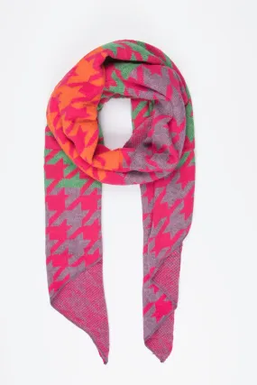 Jana Heavyweight Scarf - Blue/Fuchsia, Houndstooth