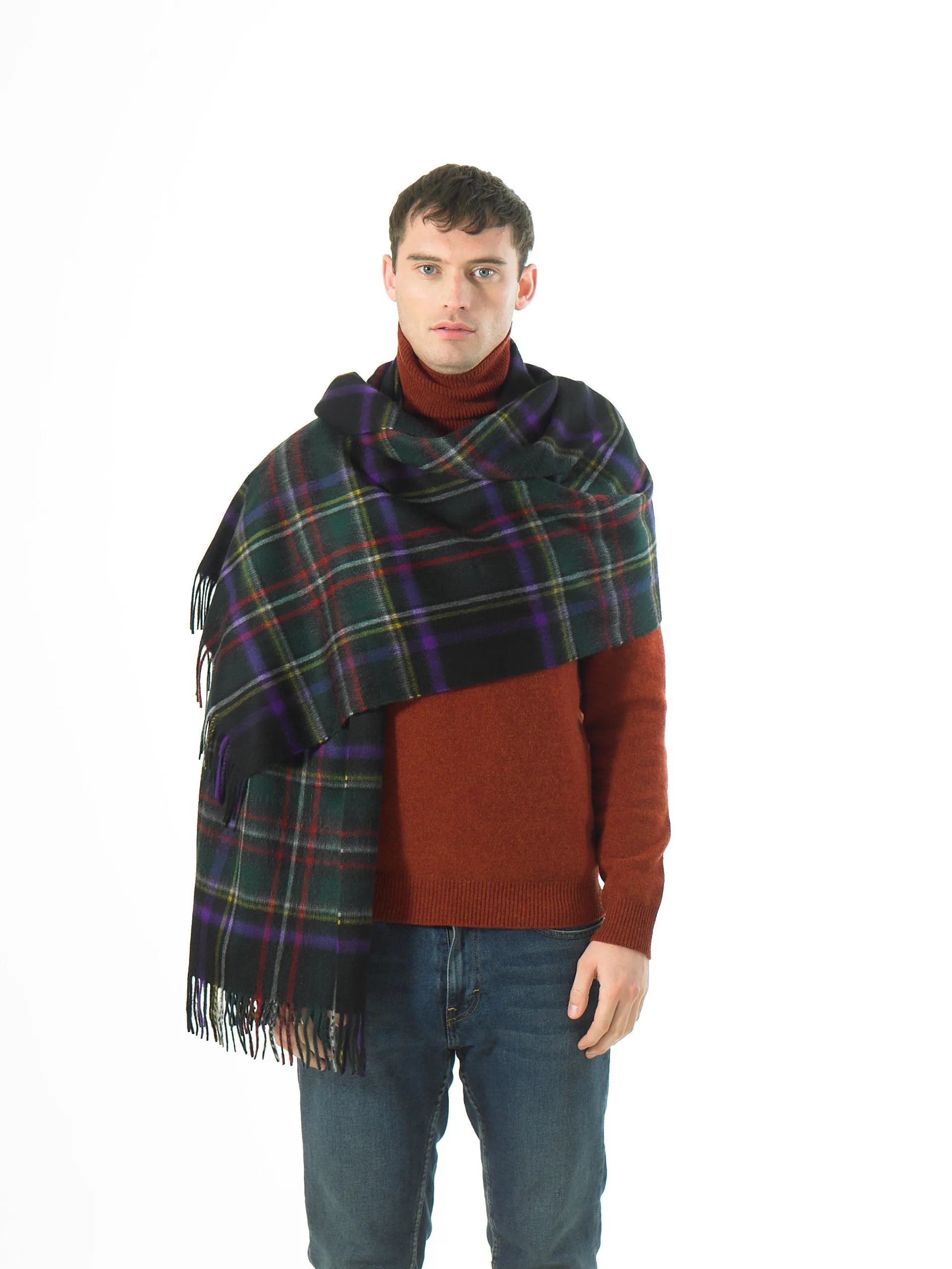 Joshua Ellis Charcoal Modern Stewart Cashmere Stole