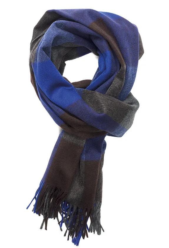 Joshua Ellis Check 100% Cashmere Stole Choc,Grey,Coba