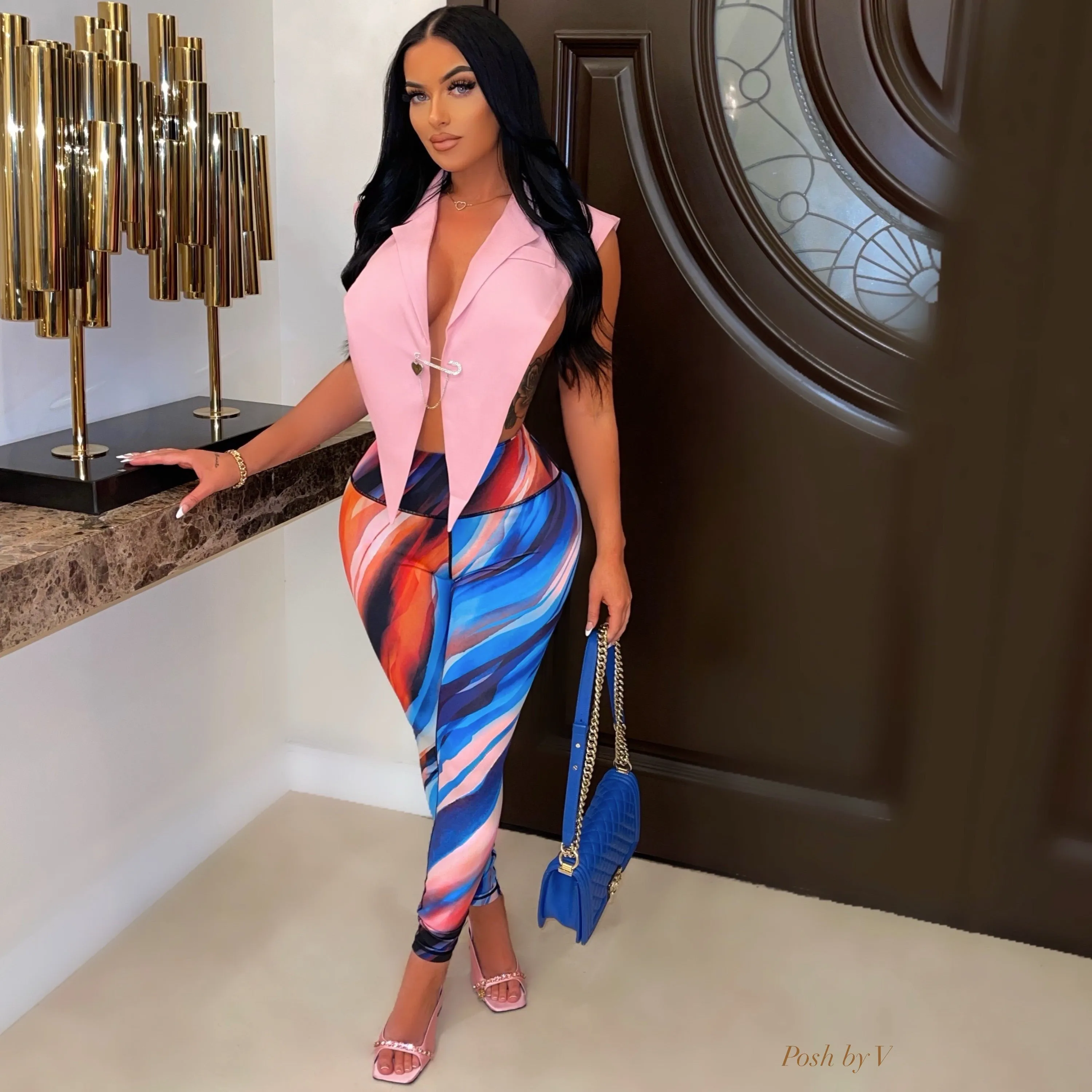 Lizzie leggings (Blue/pink/orange)