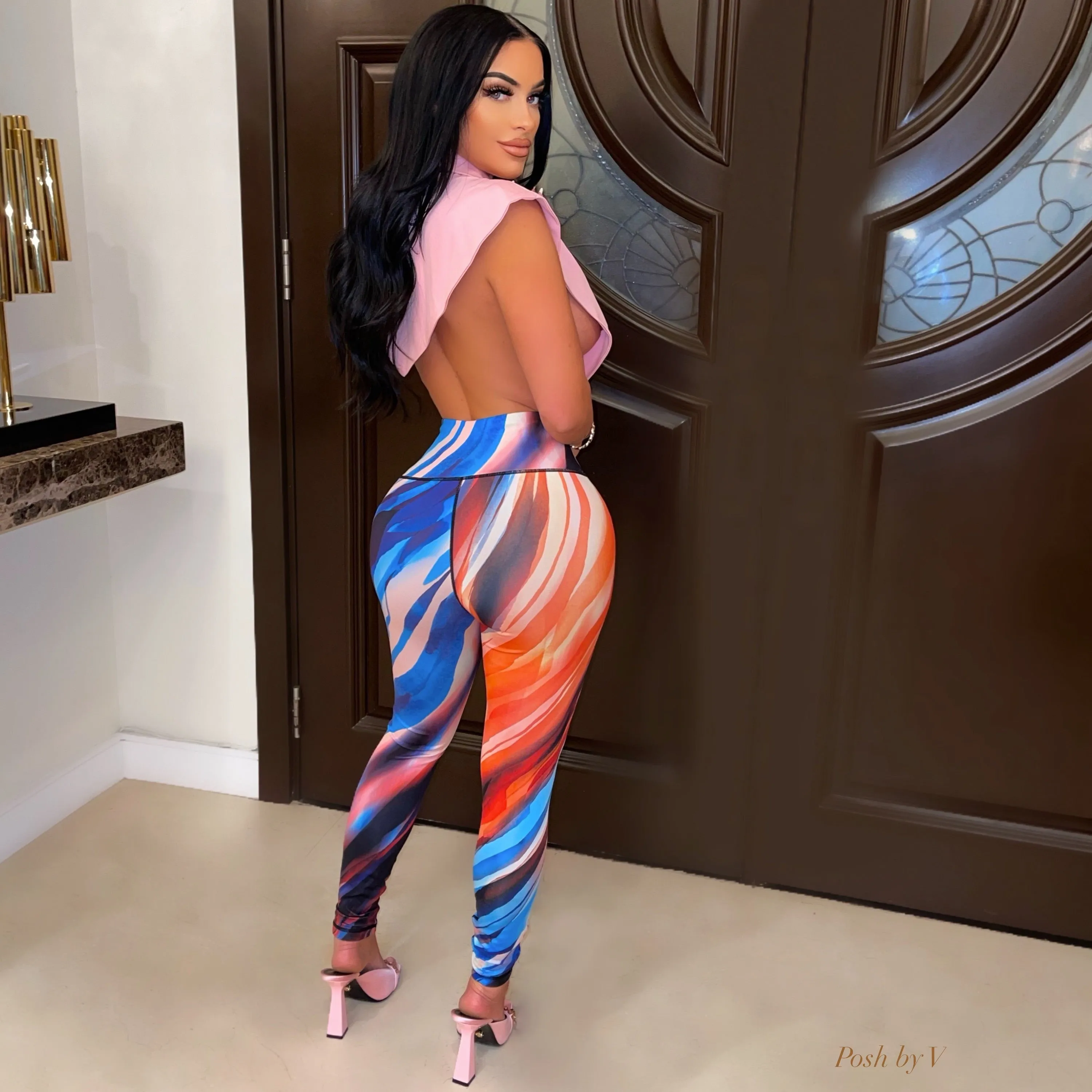 Lizzie leggings (Blue/pink/orange)