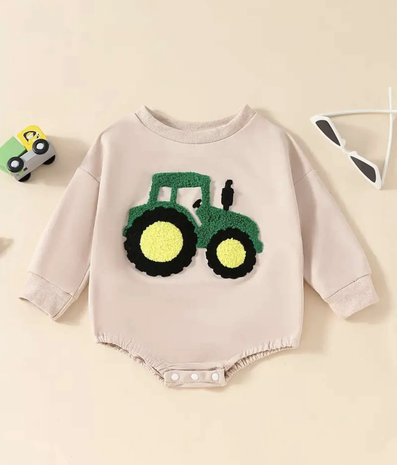 Long Sleeve Tractor Baby Bodysuit