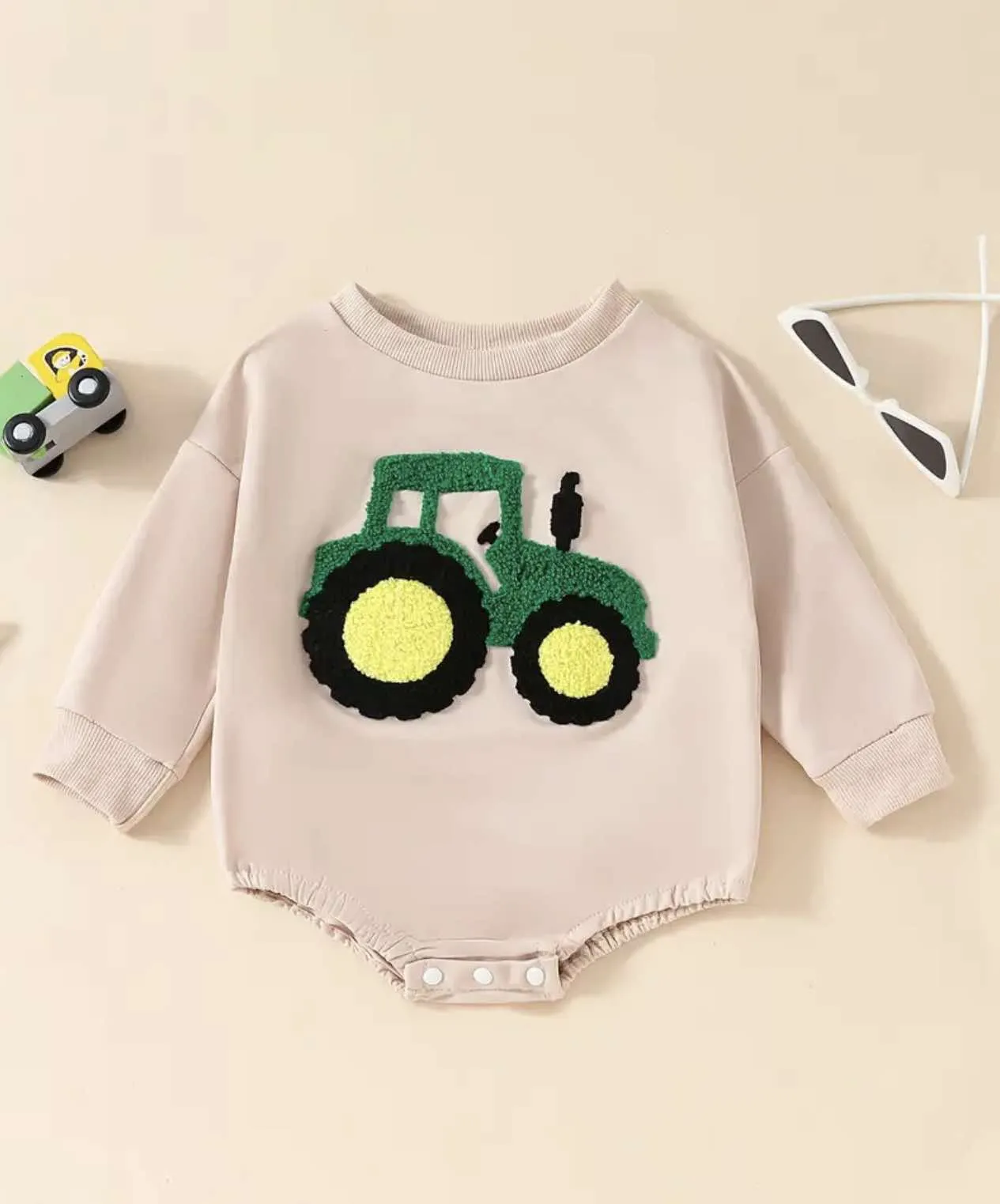 Long Sleeve Tractor Baby Bodysuit