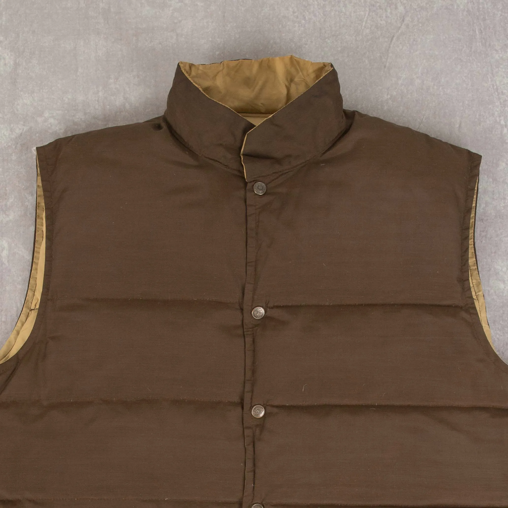 MEN'S VINTAGE 1980S REVERSIBLE GOOSE DOWN PUFFER GILET JACKET - X-LARGE