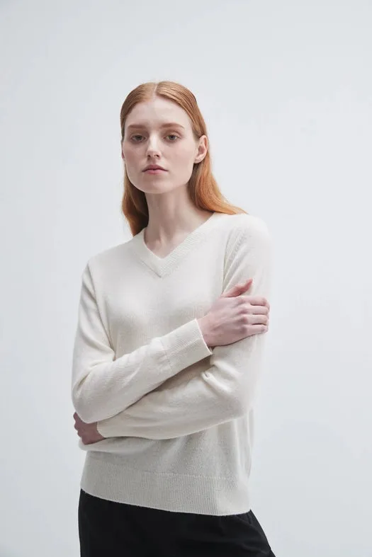 V-Neck Cashmere Sweater Ivory