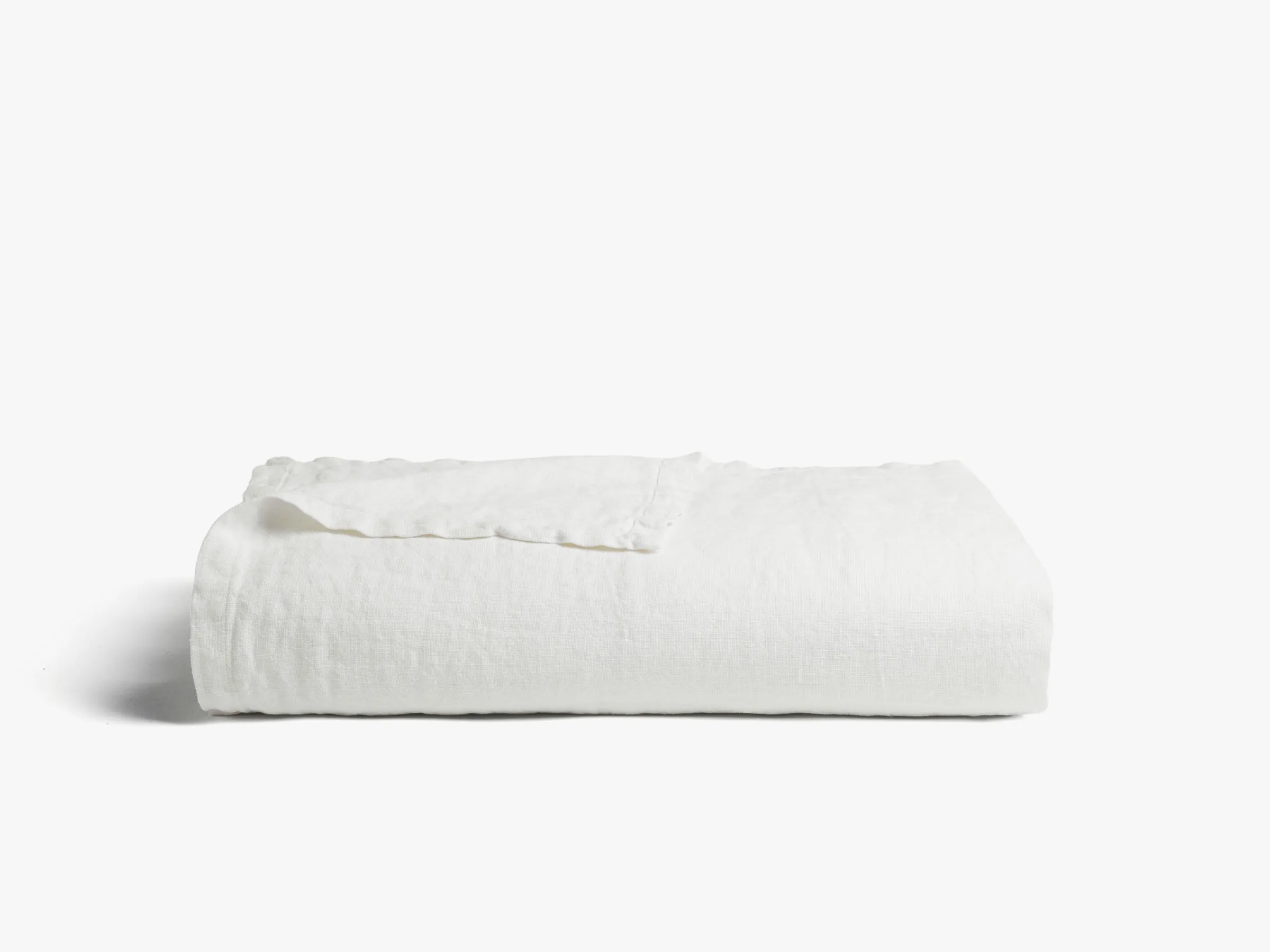 Vintage Linen Bed Blanket (Antique White)