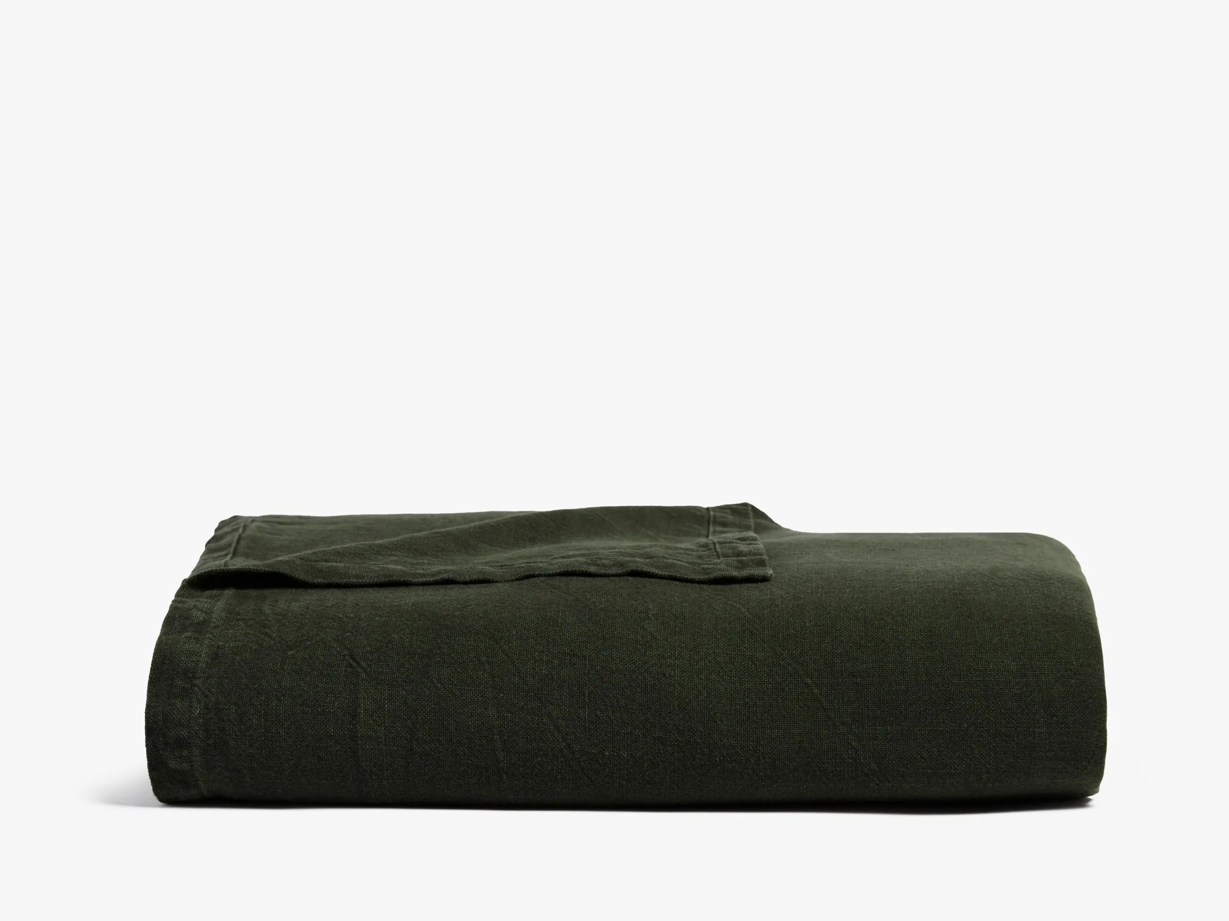 Vintage Linen Bed Blanket (Evergreen)