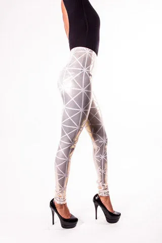 White Gold Disco Leggings (XS/Teen 12)