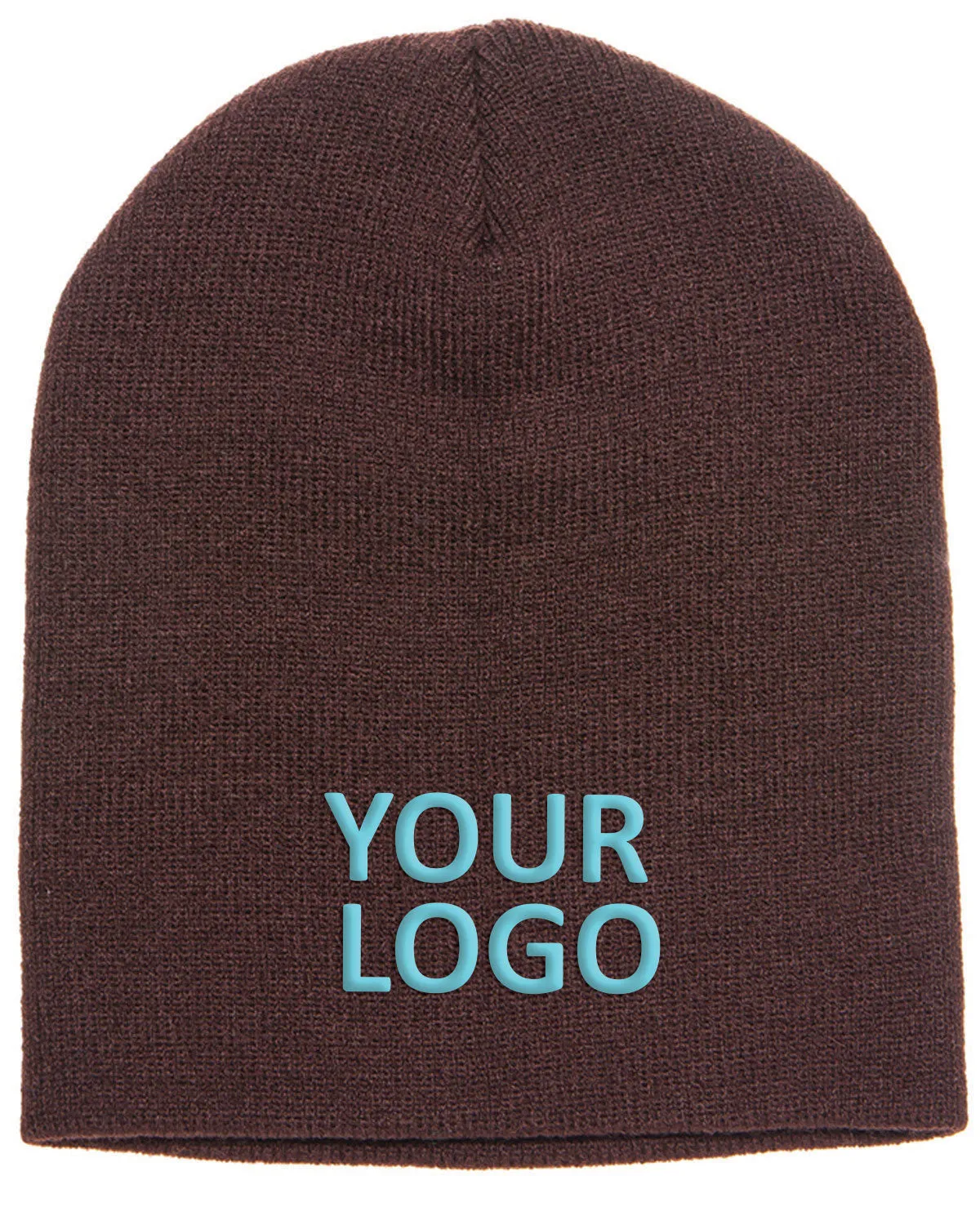 Yupoong Branded Knit Beanies, Brown
